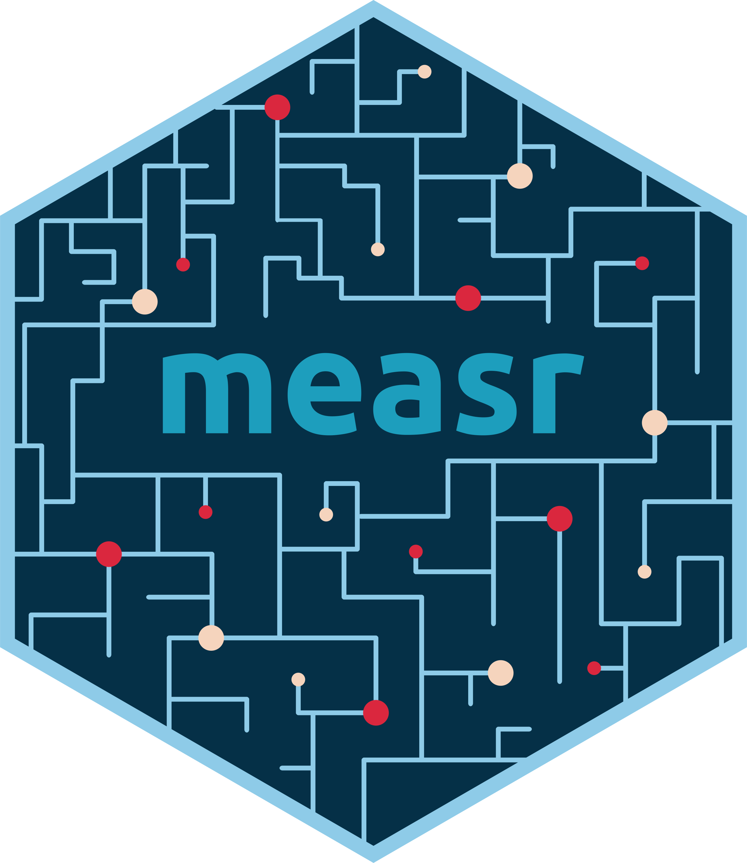 Hex logo for the measr R package.